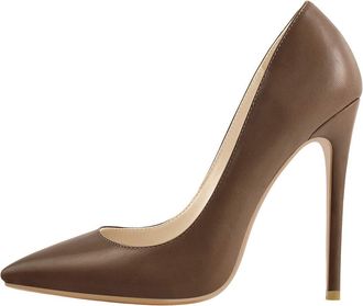 Generic Womens Classic Pumps Pointed Toe Sexy 4.7 Inches High Heels Chocolate