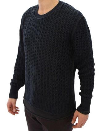 Dolce & Gabbana Mens Blue Runway Netz Pullover Netted Sweater Clothing