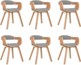 vidaXL Sillas De Comedor 6 Uds Madera Curvada Y Tela Gris Taupe Vidaxl