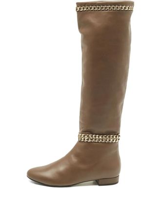 Le Silla chain-detail leather boots - Brown