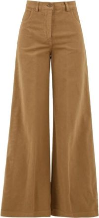 Aspesi Stijlvolle Broek - Dames - Wijde Broeken - Bruin - M - Katoen - Broeken