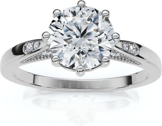 Pompeii3 1Ct Crown Setting Diamond Engagement Ring 14k Gold or Platinum Lab Grown