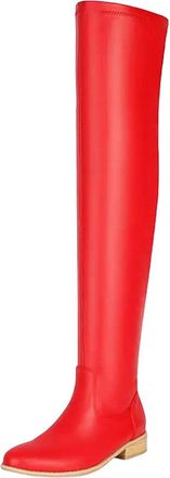 Generic Womens Modern Over The Knee Boots Round Toe Low Square Heel With Side Zipper For Fashionable Daily Wear Tall Boots