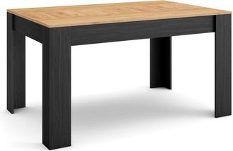 Skraut Home Skraut Home - Mesa Comedor, Mesa Fija Cocina Y Sal&oacute;n, 140x90x76 Cm, Para 6 Comensales, Muebles Comedor, Estilo Moderno, Roble Y Negro