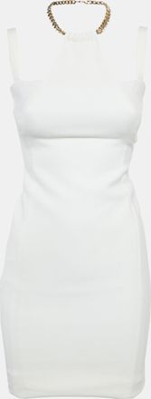 Versace Collection White Crepe Chain Detail Mini Dress