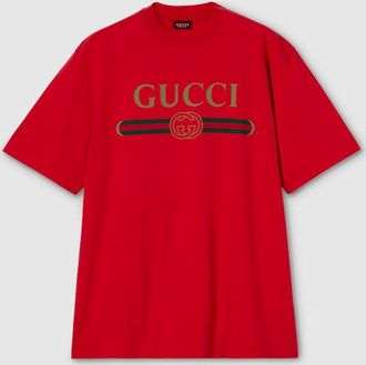 Gucci Silk Blend Jersey T-shirt With Print, Size XXXL, Red, Ready-to-wear