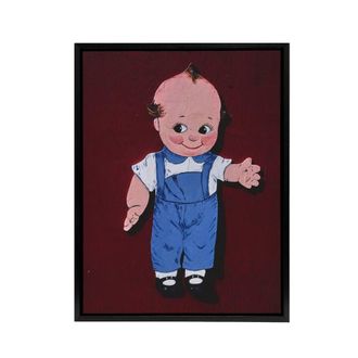 Artery8 Retro Kewpie Deer Acres Fun Park Margolies Framed Canvas Wall Art in Red | Size: W24 x H32