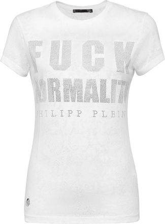 Philipp Plein Tops, Dames, Wit, XS, Katoen, T-shirt Ronde Hals