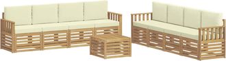 vidaXL Conjunto De Sof&aacute;s De Exterior 9 Uds. Blanco Y Crema Poli&eacute;ster Vidaxl