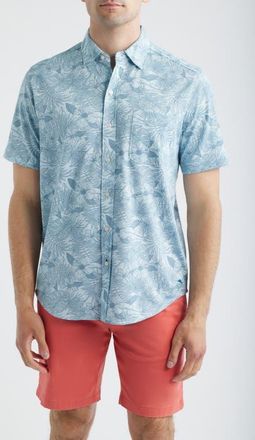 Tommy Bahama San Lucio Villa Evora IslandZone Knit Short Sleeve Cotton Blend Button-Up Shirt in Sea Ice at Nordstrom, Size Xxx-Large