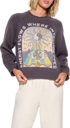 Spiritual Gangster Energy Flow Seek Cotton & Cashmere Sweater in Vintage Black at Nordstrom, Size X-Large