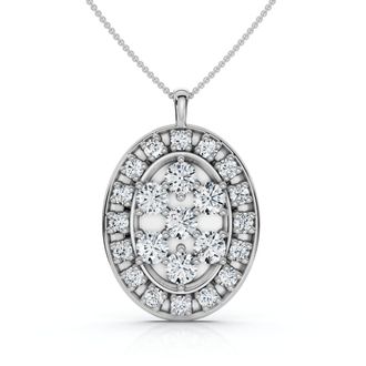 Pompeii3 Certified 2 1/2Ct Oval Diamond Cluster Pendant 14k Gold Lab Grown Size: 3/4 Tall