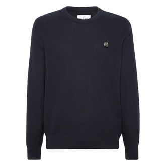 Philipp Plein Truien & Vesten, Heren, Blauw, S, Wol, Pullover Round Neck Ls
