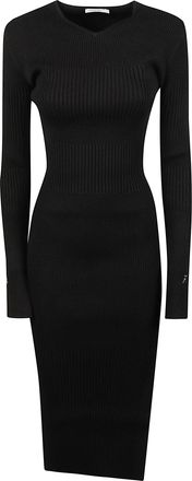 Patrizia Pepe Ribbed Long-Sleeve Viscose-Blend Midi Dress