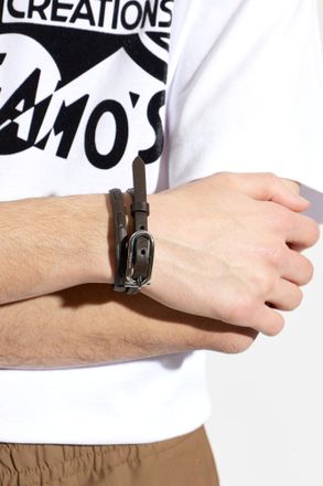 Ferragamo Leather Bracelet, Mens, Brown