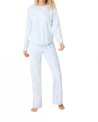 PJ Salvage Apr&egrave;s All Day Velour Pajama Set In Blue Whisper
