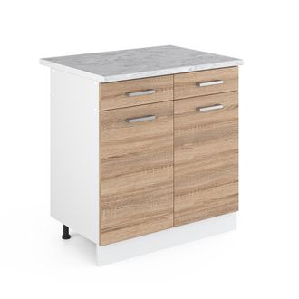 Vicco Mueble Bajo Universal R-line, Sonoma, 80 Cm Con Cajones Y Puertas, Con Encimera Vicco