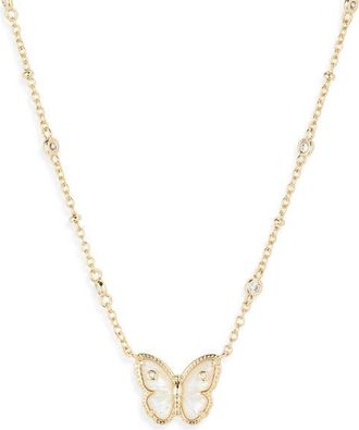 Kendra Scott Cailey Butterfly Pendant Necklace in Gold Ivory Mother Of Pearl at Nordstrom