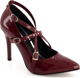 Andrea Womens Fashion Triple Strap Stiletto Pumps In Burgundy