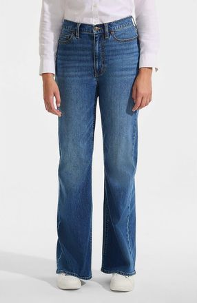 Lands End Soft Denim High Rise Classic Flare Jeans in Indigo Tide Blue at Nordstrom, Size 12