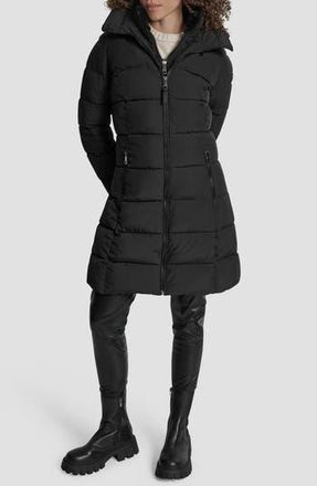 DKNY Bib Front Quilted Puffer Coat in Black at Nordstrom Rack, Size X-Large
