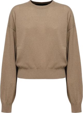 Rotate Trui met ronde hals - Dames - Ronde hals truien - Beige - S - Wol - Truien & Vesten