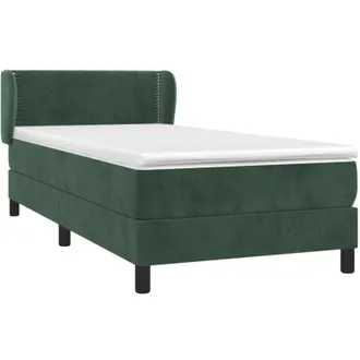 vidaXL Cama Box Spring Con Colch&oacute;n Terciopelo Verde Oscuro 80x200 Cm Vidaxl