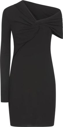Saint Laurent Asymmetrische Cr&ecirc;pe Knit Jurk - Dames - Feestkleedjes - Zwart - XS - Kleedjes