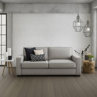 Dmora Sof&aacute; Fijo Daarn, Sof&aacute; De 3 Plazas, 100% Made In Italy, Sof&aacute; De Sal&oacute;n En Tela, Con Reposabrazos Delgados, Cm 200x95h90, Gris - Dmora