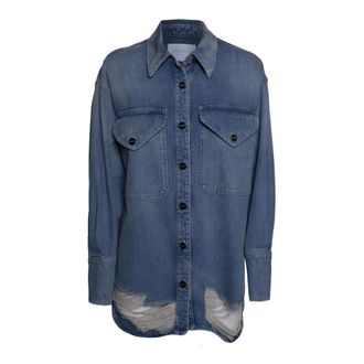 Dondup Denim Shirts, female, Blue, Size: XS Oversized denim shirt