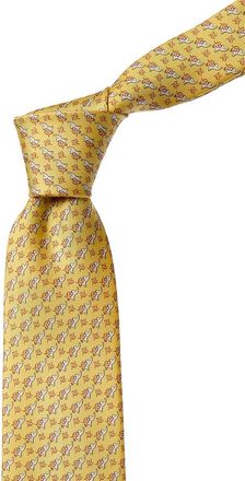 Ferragamo Yellow Elephant Silk Tie