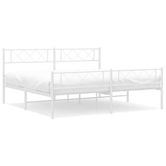 Berkfield Home Metal Bed Frame with Headboard & Footboard White 193x203 cm