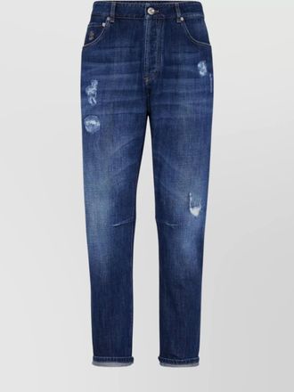 Brunello Cucinelli denim distressed straight-leg jeans