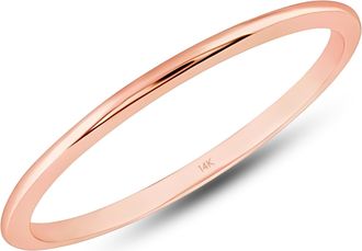 MAX + STONE 14k Yellow, White or Rose Gold 1MM Thin Wedding Band Dainty Stacking Ring