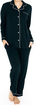 Kindred Bravely Maternity Bamboo Classic Long Sleeve And Nursing Pajama Set In Black