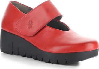 FLY London Vari Mary Jane Platform Wedge Pump in Red Burn at Nordstrom, Size 10-10.5Us