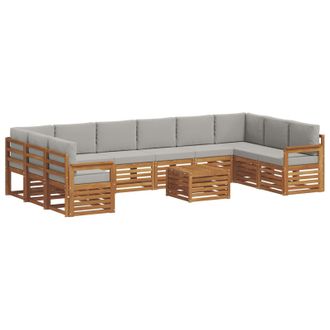 vidaXL Conjunto De Sof&aacute;s De Exterior 11 Pcs Gris Natural Y Claro Vidaxl
