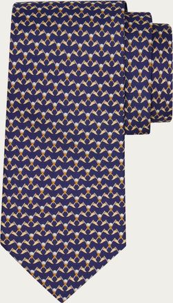 Ferragamo Men Club print silk tie Blue