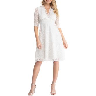 Kiyonna Bella A-Line Lace Dress in Ivory at Nordstrom, Size X-Small