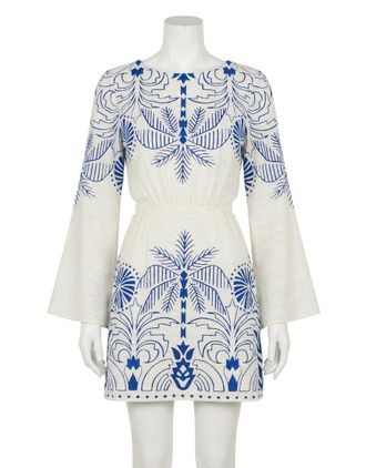 Z Supply Tahina Airy Palm Mini Dress In Nautical Cobalt Blue
