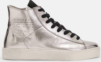 AllSaints Cow Leather Tana Metallic Leather High Top Trainers, Size: UK 3/US 6/EU 36