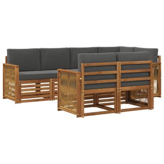 vidaXL Conjunto De Sof&aacute; Seccional Con Coj&iacute;n 6 Pcs Natural Y Antracita Vidaxl