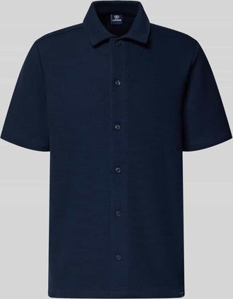 Lerros Regular Fit Freizeithemd mit Polokragen und Strukturmuster in Marine, Gr&ouml;&szlig;e XXXL