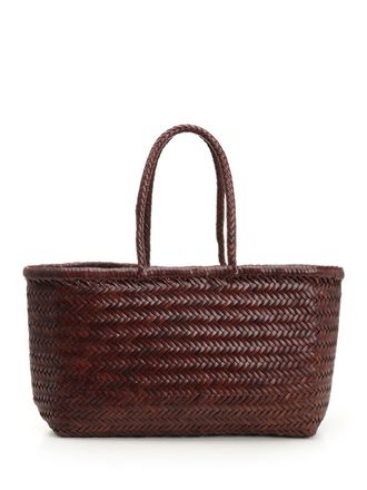 Dragon Diffusion Large Woven Leather Basket Handbags Marrone-Donna