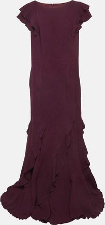 Tadashi Shoji Purple Textured Stretch Knit Flared Maxi Dress