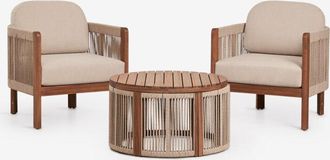 Sklum Conjunto De Jard&iacute;n Con 2 Sillones Y Mesa De Centro En Madera De Acacia Serel Sklum