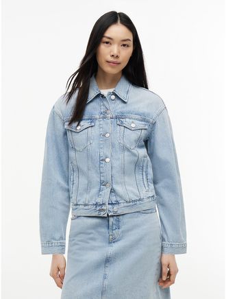 Tommy Hilfiger Womens Tommy Jeans Flag Logo Denim Jacket - Denim Light - XS