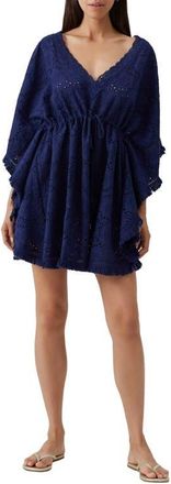 Melissa Odabash Ivy Cotton Eyelet Cover-Up in Navy at Nordstrom