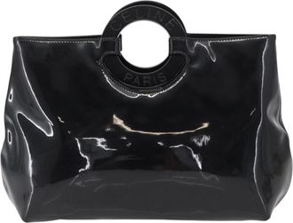 Celine Circle Logo Handbag Patent Leather Black Patent_Leather Handbag (Pre-Owned)