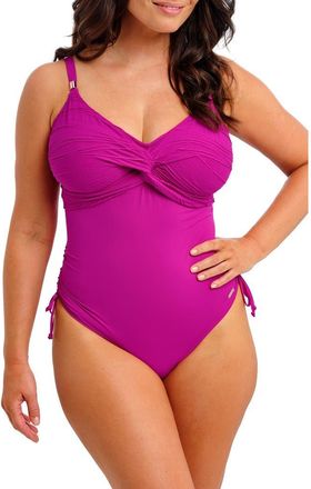 Fantasie Beach Waves Twist Front Underwire Jacquard One-Piece Swimsuit in Bright Fuchsia at Nordstrom, Size 34Dd